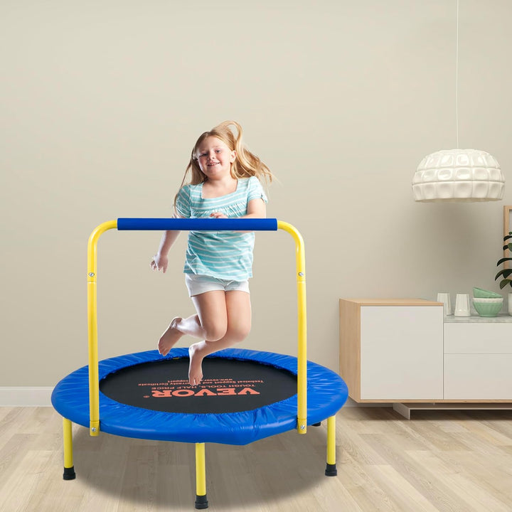 3FT Trampoline 36" Indoor/Outdoor for Toddlers, Foldable Mini Baby with Foam Handle, Recreational Birthday Gift