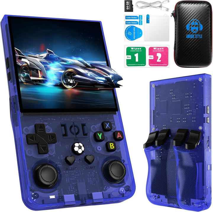 2025 New Upgrade R36MAX Retro Handheld Game Console with 64G Built-In 18000+ Classic Games, Portable Hand Held Open Source Linux System 4.0-In 4K HD IPS Screen Video Player (White 64GB)