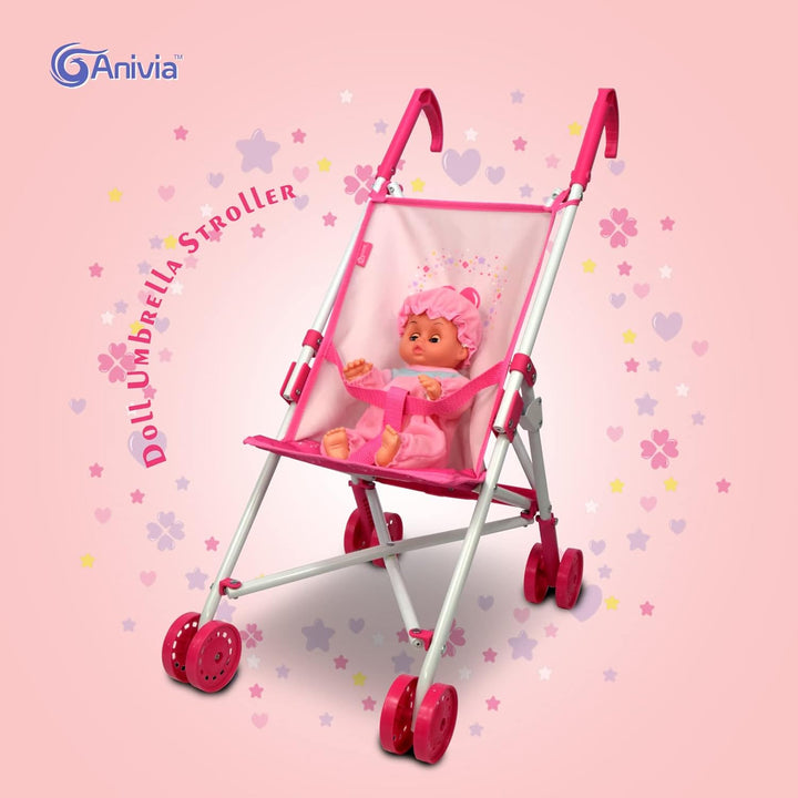 Baby Doll Collection Doll Stroller Heart Design Gifts for Toddlers and Girls Foldable Doll Stroller