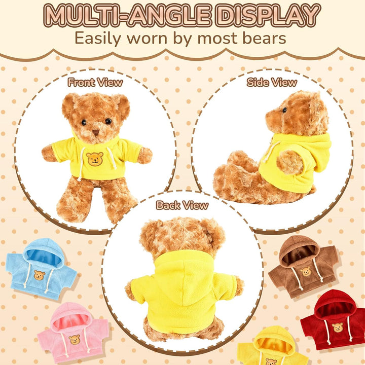 5 Pcs Bear Clothes Tee Hoodie Fit 14-18 Inches Bears Sublimation Stuffed Animal Cute Tiny DIY Toy Make Your Own Plush Doll Clothes (Cute Color)