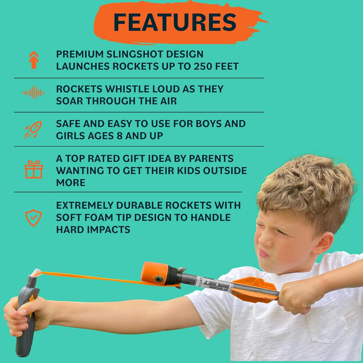 Toy Rocket Launcher for Kids: Slingshot Rockets Outdoor Toys & Beach Games - Water Summer Birthday Gifts for Boys & Girls All Ages 8 & up - Pool Toys & Boy Gifts for 8 9 10 11 12 Year Old Gift Ideas