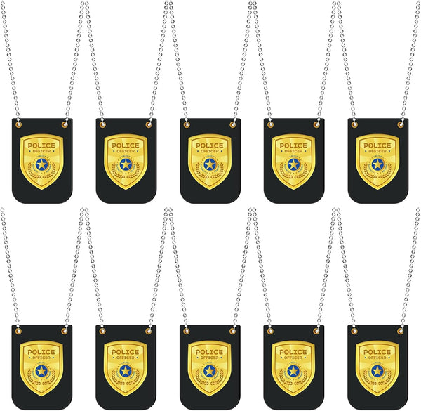 12 Pcs Pretend Play Police Officer Badges Detective Sheriff Cop Fbi Fake Badge Prop with Chain Police Party Accessories Halloween Dress Up
