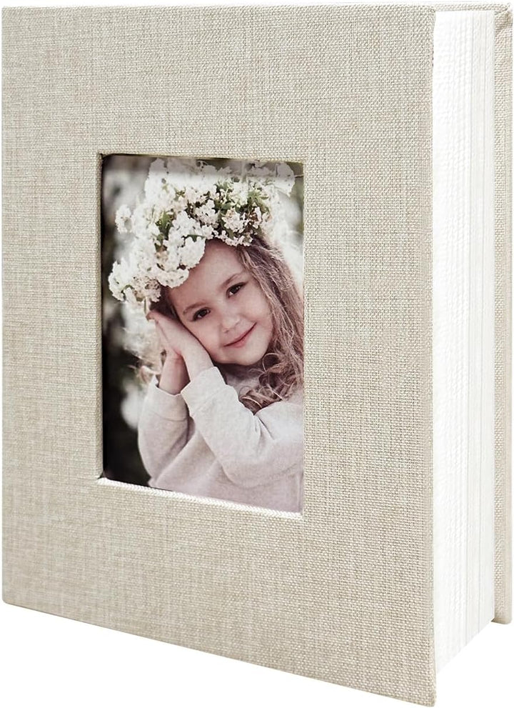 Photo Album 4X6 100 Pockets, Linen Cover Top Loader Vertical, Slip-In Picture Grey Pockets Albums for Wedding, Family, Anniversary, Baby, Vacation