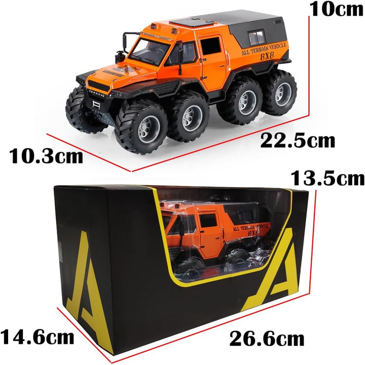 Toy Pickup Truck Model 1/24 Orange Alloy Collectibles Die-Cast Vehicles with Sound and Light