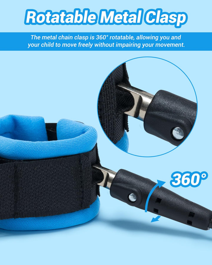 Toddler Leash, 2 Pack Safety anti Lost Wrist Link with Key Lock, Reflective Child Walking Harness, 8.2Ft Blue + 4.92Ft Orange Kids Leash for Supermarket Mall Airport Amusement Park Zoo Travel