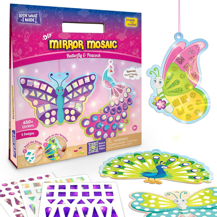 Mirror Mosaic Princess & Unicorn Kids Art Set | DIY Craft Kit | Foil Stickers for Kids | Birthday Gift for Girls and Boys Ages 3,4,5,6,7,8 | 3 Year Old Girl Gifts