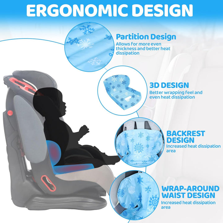 Car Seat Cooling Pad with Waterproof Liner, Gel Car Seat Cooler Pad for Babies Summer, Potty Training Protector Mat Cushion for Carseats and Strollers, Easy to Clean, Reversible, Cool Blue