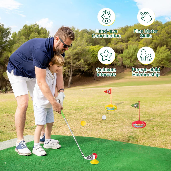Kids Golf Clubs for 3 4 5 6 Years Old, Retractable Toddler Golf Set with Storage Bag, Outdoor Indoor Sports Toy for Boys Girls Birthday Gift