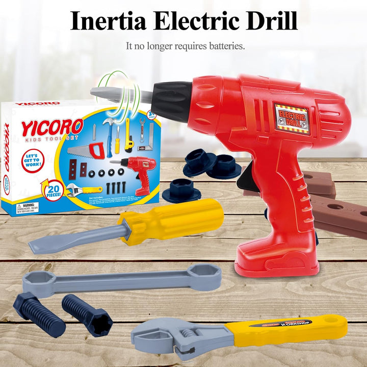 Kids Tool Set – 20 PCS Toddler Tool Set with Toy Drill, Pretend Play Kids Toys, Toy Tools for Kids Ages 3,4,5,6,7,8 Years Old, Boy Toys