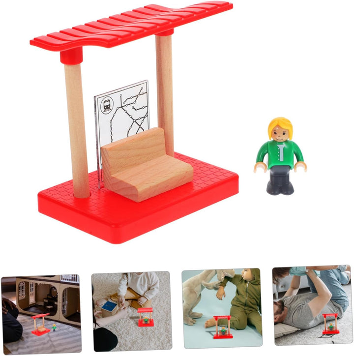 Wooden Railway Station Platform Model for Mini Simulation Station Platform Easy to Install and Portable Educational Building Accessory for Boys