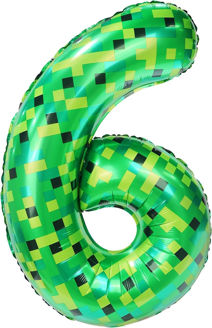 TNT Pixel Happy Birthday Banner Party Decorations Foil Balloons Letters Signs Blast Gaming Party Miner Supplies for Boy Girl
