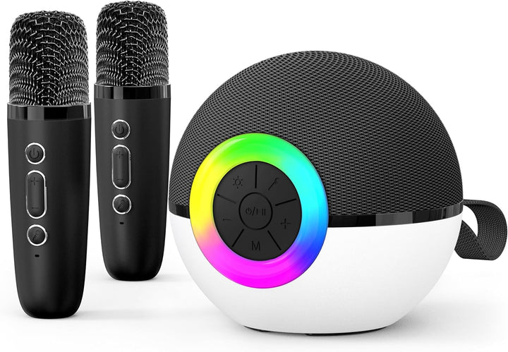 Mini Karaoke Machine Speaker for Kids Adults, Portable Bluetooth Microphone Song Toys with LED Light, Best Chritmas Birthday Festival Gift for 3 4 5 6 7 8+ Year Old Girls Boys (Purple-2Mic)