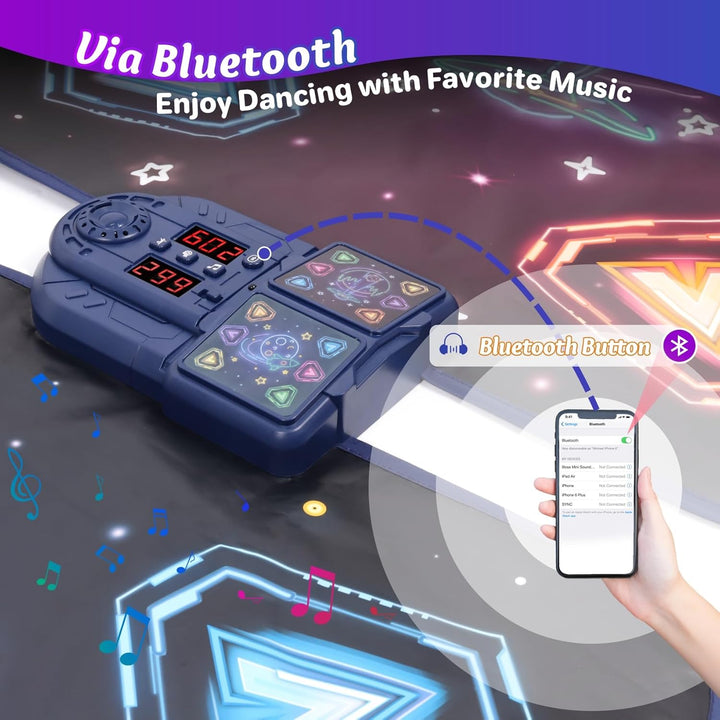 Dance Mat Toys for 3-12 Year Old Girls Boys,Dance Mat for Kids with Light up 12-Buttons, Music Dance Toy for Toddler with 5 Modes & Bluetooth,Birthday Xmas Gifts for 3 4 5 6 7 8 9 10+ Year Old Kids