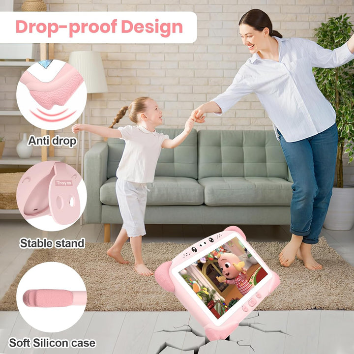 Kids Tablet 7IN 32GB Tablet for Kids Toddler with Shockproof Case, Bluetooth, Wifi, Google, Netflix, Youtube, Parental Control, Education App Pre-Installed (Pink)