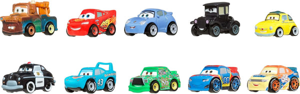 Disney Pixar Cars Toy Vehicles 10-Pack, Set of 10 Mini Racers of Favorite Characters from the First Cars Movie (Styles May Vary)
