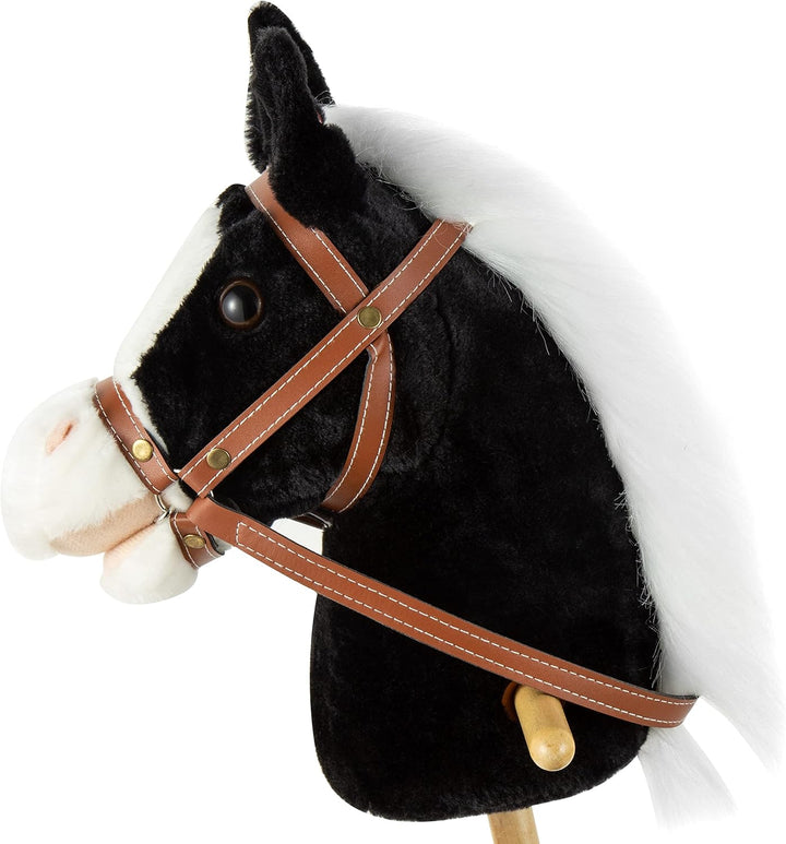 36'' Plush Horse Riding Stick , Handsewn Head, Sturdy Wood Stick, plus Neighing & Clip-Clop Sounds