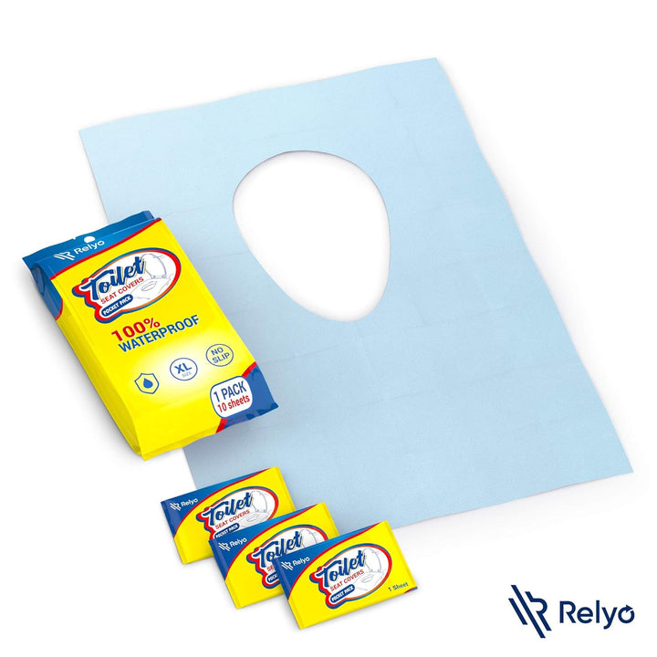 20 Pack XL Disposable Toilet Seat Covers – Waterproof Toilet Cover Sheets with Adhesive Tabs for Adults, Kids & Toddlers, Travel, Public Restrooms, Airplane, Camping