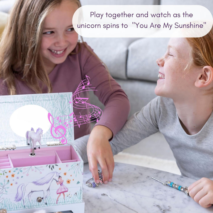 Kids Jewelry Box for Girls, Little Girls Jewelry Box, Unicorn and Ballerina Dancing Music Box