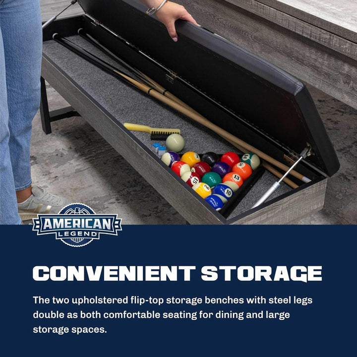 3-In-1 Pool + Poker Dining Table - Instant Transformation - Premium Black Felt - XL Flip Top Bench Storage - Modern Design
