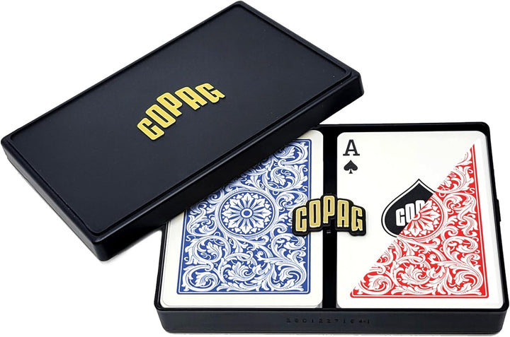 1546 Design 100% Plastic Playing Cards, Poker Size (Standard) Red/Blue (Jumbo Index, 1 Set)
