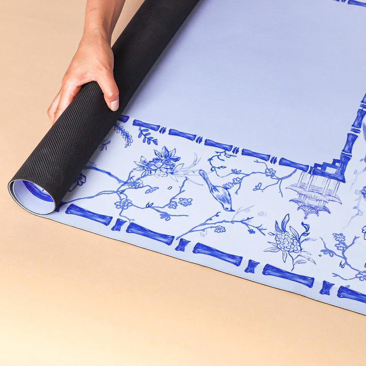 Large Blue Mahjong Mat (31.5” X 31.5”) with Black Carrying Bag, Anti-Slip, Noise-Reducing Table Cover for Mahjong, Poker, Board Games, Dominoes, and Card Games