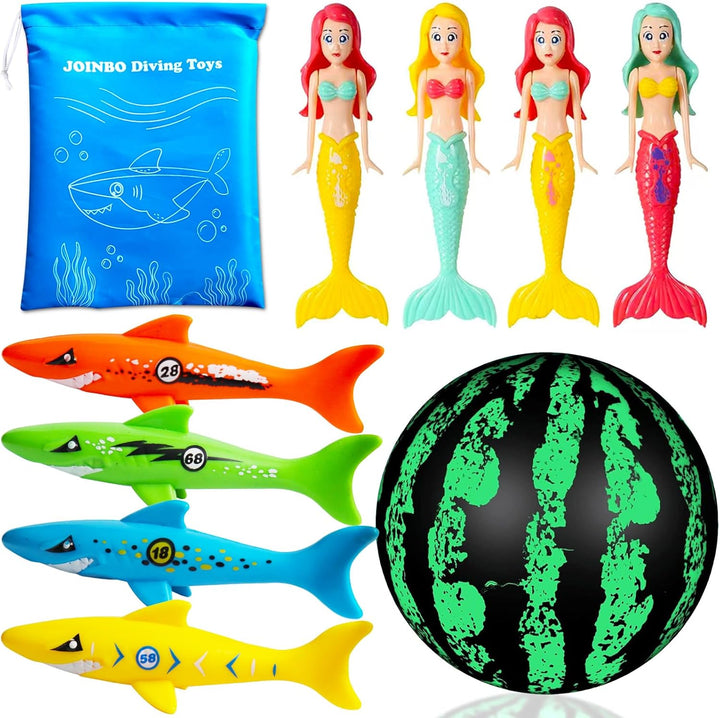 18 Pcs Diving Pool Toys for Kids Ages 3-12 Set with Storage Bag,Pool Games Summer Swim Water Sinking Mermaid Toys