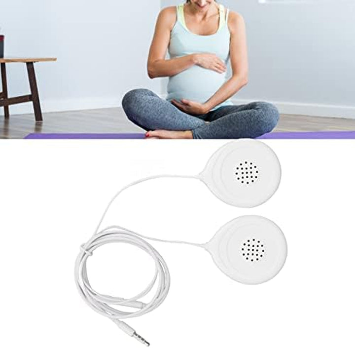 Baby Bump Headphones, Prenatal Belly Speakers for Women during Pregnancy, 12 Sticker Pregnancy Headphone for Women Mother, White