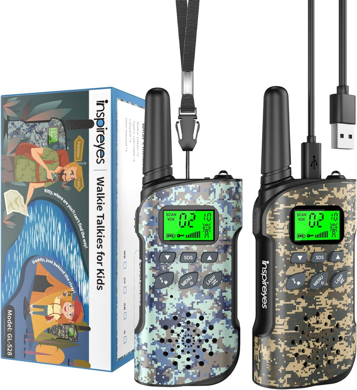 Walkie Talkies for Kids Rechargeable,Toys for Boys and Girls Ages 3-12, 3 Pack Long Range 2-Way Radios, Birthday Gifts,Christmas Stockings, Outdoor Play, Family Games, Hiking Camping Gear