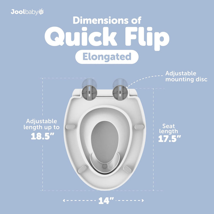 Quick Flip Elongated Toilet Seat with Built-In Potty & Splash Guard for Toddler Training, Slow Close - Jool Baby