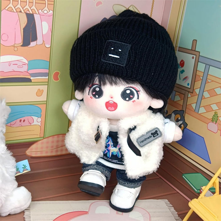20Cm Plush Doll Clothes Set, Kpop Doll Outfit Plush Coat Pants Shoes for 8 Inch Plush Doll Soft Stuffed Animal, Dress-Up Play (Mechanical Vest Four Pcs)