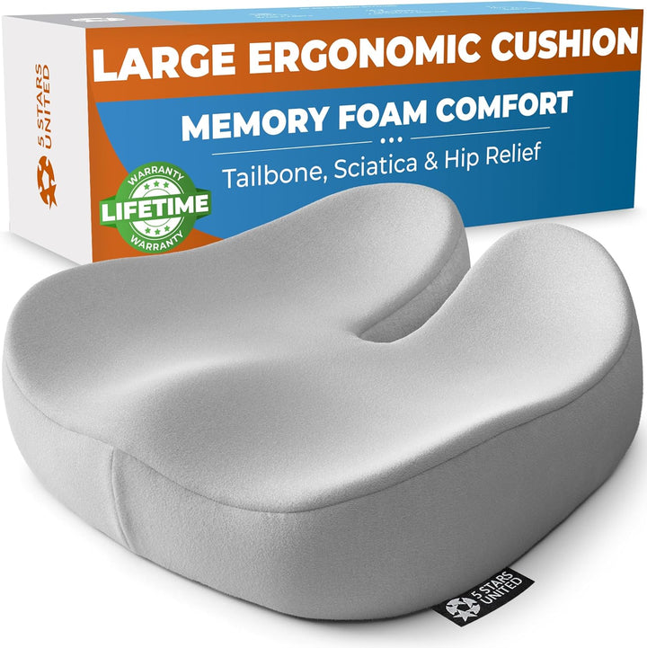 Seat Cushion for Tailbone Pain Relief – Memory Foam Lifting Pillow for Coccyx, Hip, Hemorrhoid, Sciatica & Post-Surgery Recovery – Wheelchair, Car, Desk, Gaming & Office Chairs, Black