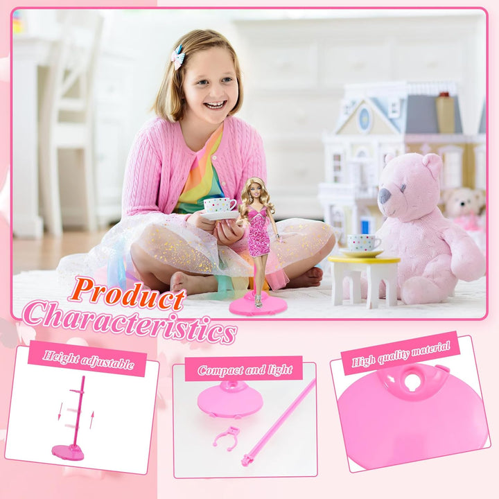 Stands Compatible with Barbie Doll, Pink Doll Stands for Display Barbie,10Pcs Stands Compatible with Barbie