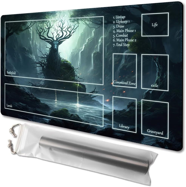 MTG Playmat Size 24X14In Free Storage Bags Non-Slip Backing, Ideal for Card Game Enthusiasts TCG Playmat (Shadow Dragon-No Deck)