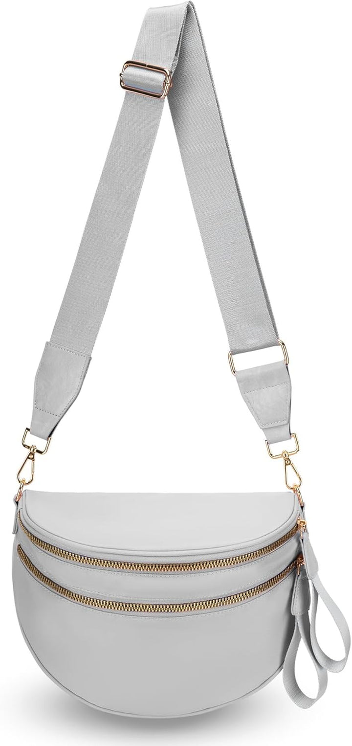 Mommy Bum Bag Crossbody, 2025 Trendy Checkered/Solid Nylon Waterproof Adjust Wide Straps Large Mom Diaper Bag