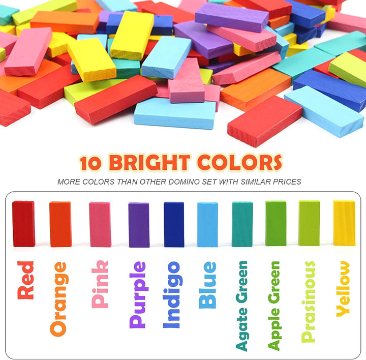 1000 Piece Dominoes Set for Kids with Extra 20 Blocks, Colorful Dominos Tiles for Building, Stacking, Racing, Tumbling, Wood Domino with Storage Bag and Box, Educational Toy