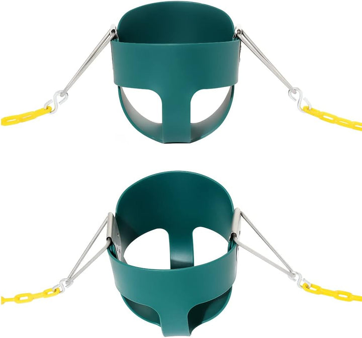 High Back Full Bucket Toddler Swing Seat with Yellow Coated Chains Fully Assembled Baby Swing Set Accessories