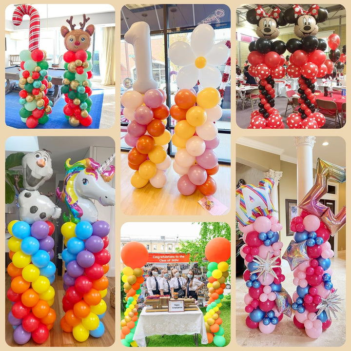2025 Upgraded Balloon Column Stand Kit, 7 Feet Height Adjustable Balloon Tower Pillar with Reusable Metal Telescopic Design for Graduation, Wedding, Baby Shower, Birthday Party Decoration