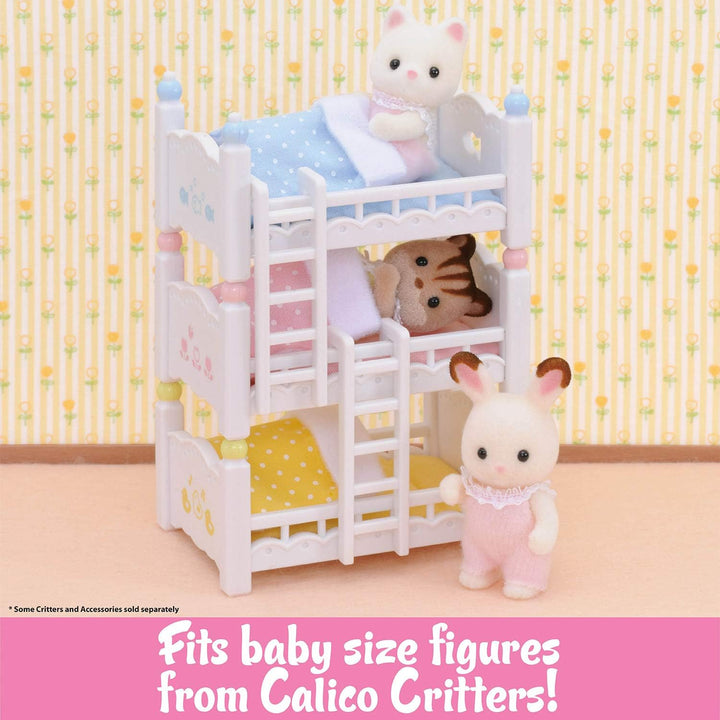 Triple Baby Bunk Beds - Dollhouse Furniture Set for Ages 3+