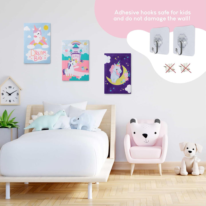 Paint by Numbers Kit for Kids Unicorns Pack 3 Canvas Paint by Number Canvas Framed Pre Drawn, Unicorn Gifts for Girls | Arts and Kids Crafts 4-6 8-12, Pintar Por Numeros | Unicorn Craft