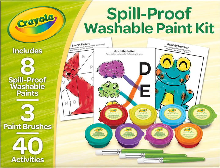 Spill Proof Paint Set (8Ct), Washable Toddler Paint Kit, Includes Brushes, Pots, Activity Pages, Toddler Gift, Ages 3+