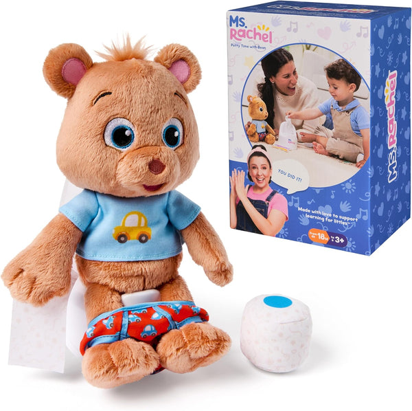 Potty Time with Bean, 11” Plush Teddy Bear with Play Toilet & Accessories, Toddler Toys for Girls & Boys for Ages 18 Months to 3+