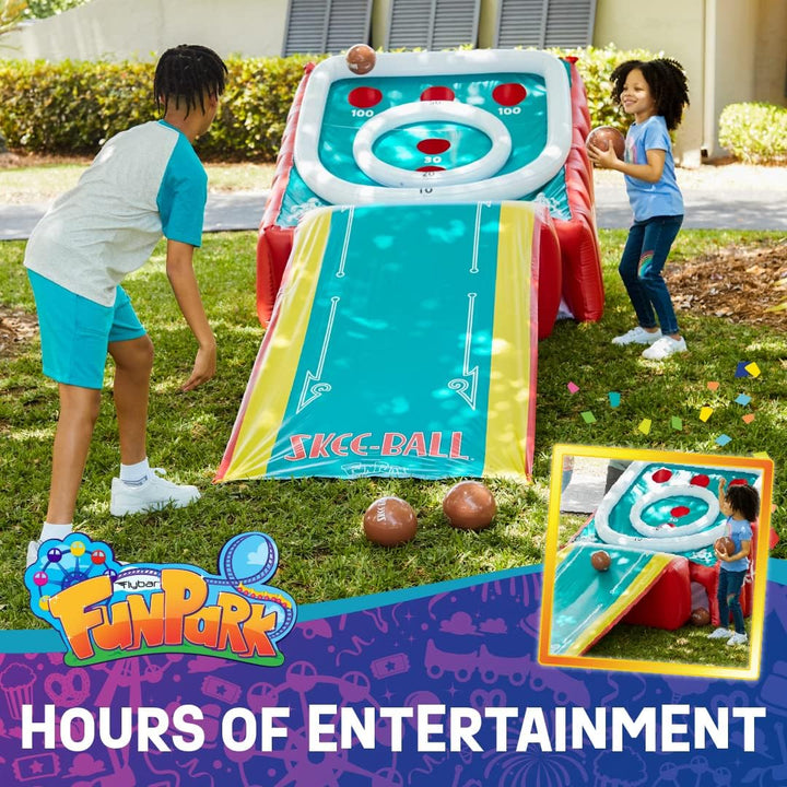Funpark Giant Inflatable Skee-Ball Game – 11 Ft Long W/ 4 Balls & Electric Air Pump – Indoor & Outdoor Arcade Toy for Kids, Adults & Family – Fun Party Play for Home, Backyard, Events
