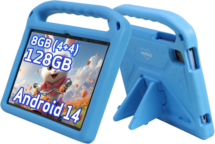 Kids Tablet, 10 Inch Tablet for Kids 128GB ROM Octa-Core 6000Mah Battery, Android 14 Toddler Tablet with 5G WIFI Parental Control Eye Protection, Shockproof Case, Netflix Youtube, Gift for Children