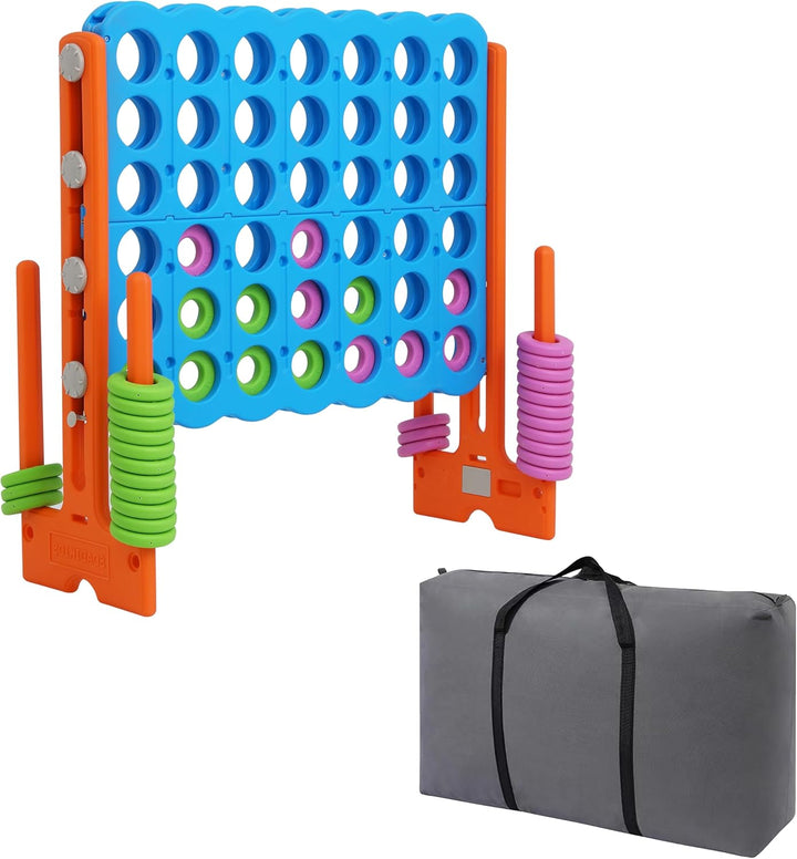 Jumbo 4 in a Row Game, 4-To-Score Giant Game Set with Adjustable Height (2.5-3.5 FT) for Kids & Adults, Indoor/Outdoor Connect Game with Quick-Release Slider, Perfect for Family and Party Games