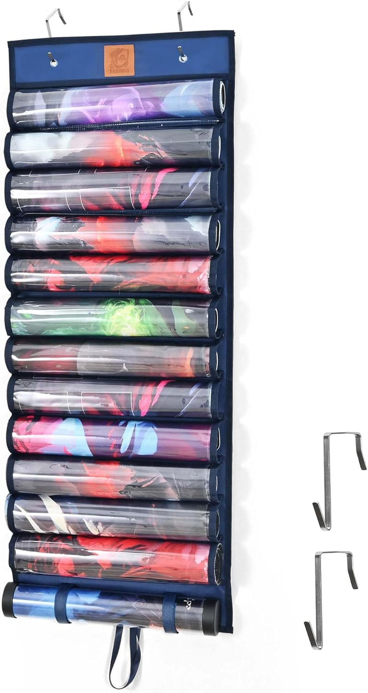 Playmat Holder, Playmat Tube Storage Bag for MTG with 2 Hooks, Fits 12+1 Card Game Playmats with Transparent Plastic Slots, Portable Organizer Rack for TCG/RPG Mat (12 Tubes, Black)