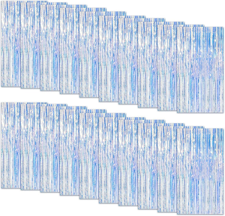 2 Pack Blue Streamers Party Decorations Fringe Backdrop Ocean Themed Decorations Foil Curtain Backdrop Blue Birthday Ocean Party Decor Supplies