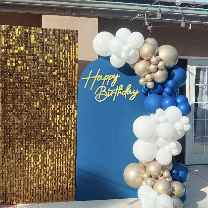 Happy Birthday Sign for Backdrop - Glitter Felt Happy Birthday Letter Sign for Balloon Arch Birthday Party Balloon Arch Backdrop Decorations for Birthday Party Baby Shower - Gold
