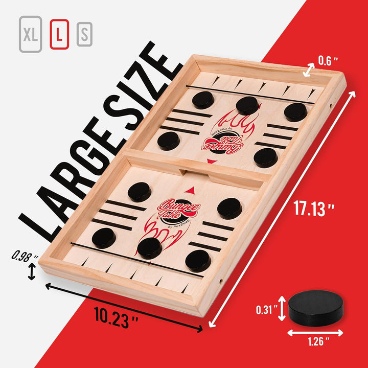Fast Sling Puck Game - Test Your Speed and Accuracy with This Fast-Paced Wooden Air Hockey Board Game - Guaranteed Fun for Family Night or Friends Party