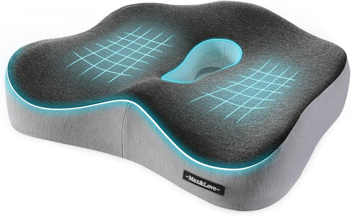 Memory Foam Seat Chair Cushion for Relieves Back Sciatica Pain Tailbone Pain Coccyx Degenerating Disc Orthopedic Osteoarthritis Prostate Cushion Low Back Pain Cushion Hip Shaping (Dark Gray)