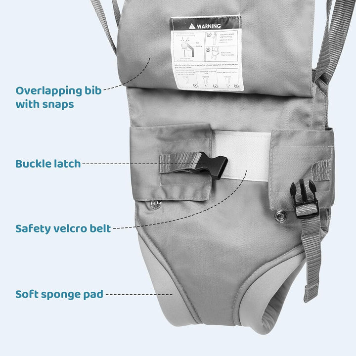 2 in 1 Baby Door Jumper W/Baby Walking Harness Function, Baby Jumper with Door Clamp Adjustable Strap and Seat, Gray